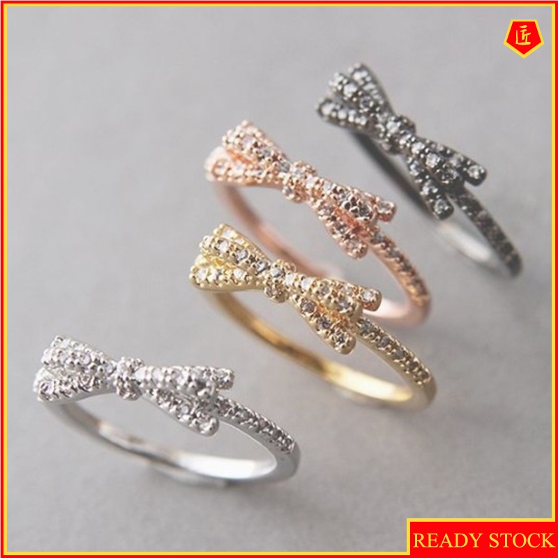 [Ready Stock]Fashion Personality Diamond Bow Ring