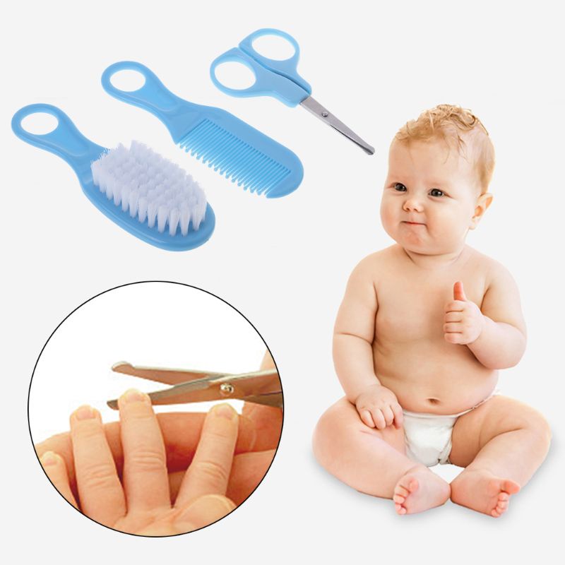 Mary 1 Set Sisir + Gunting Kuku + Sikat Lembut Portable Untuk Bayi Newborn