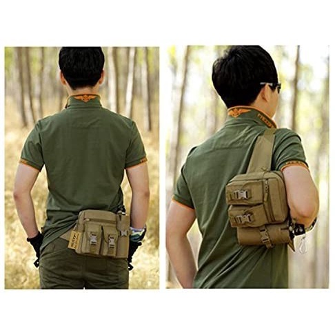 Tactical Waist Bag Military Hip Belt Outdoor Waterproof + Tas Botol