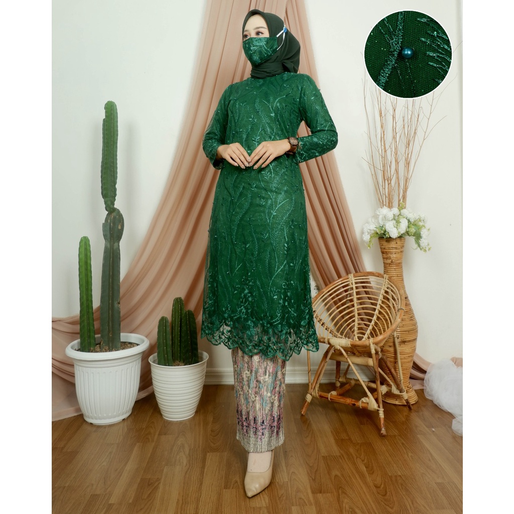 Setelan Outfit Kebaya Tunik Tulle Modern Dress Pesta Wisuda Kondangan Wanita Terbaru By Laquse_kebaya2