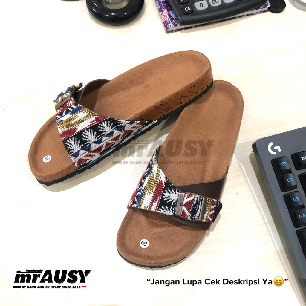 Sandal Sendal Selop Wanita Casual mrAUSY Ringan Strap 1 Gesper 1 Kain