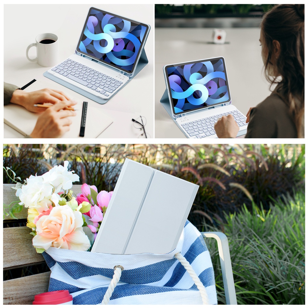 Goojodoq For ipad Casing Keyboard Bluetooth Untuk