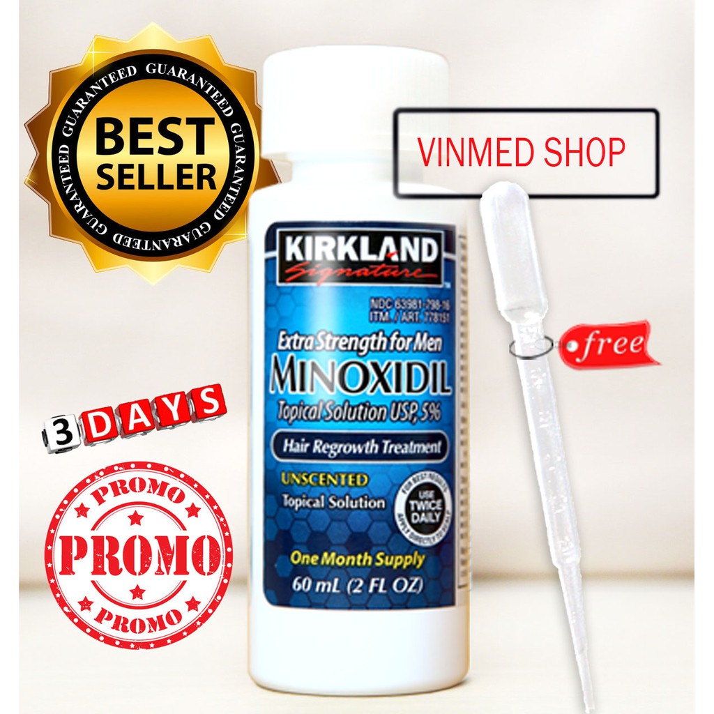 Kirkland Minoxidil 3 Botol +Biotin 7500mcg @100 Tabs+FREE Pipet Plastic (Paket HEMAT 3 Bulan)