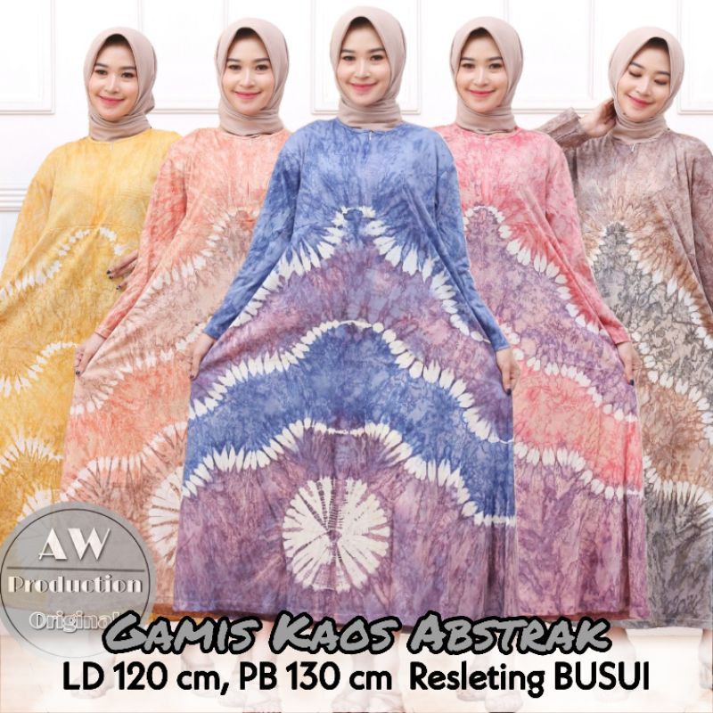 LONG-LOVE DRESS KAOS JUMBO ABSTRAK PANJANG SEMATAKAKI KEKINIAN BUSUI RESLETING ADEM MURAH