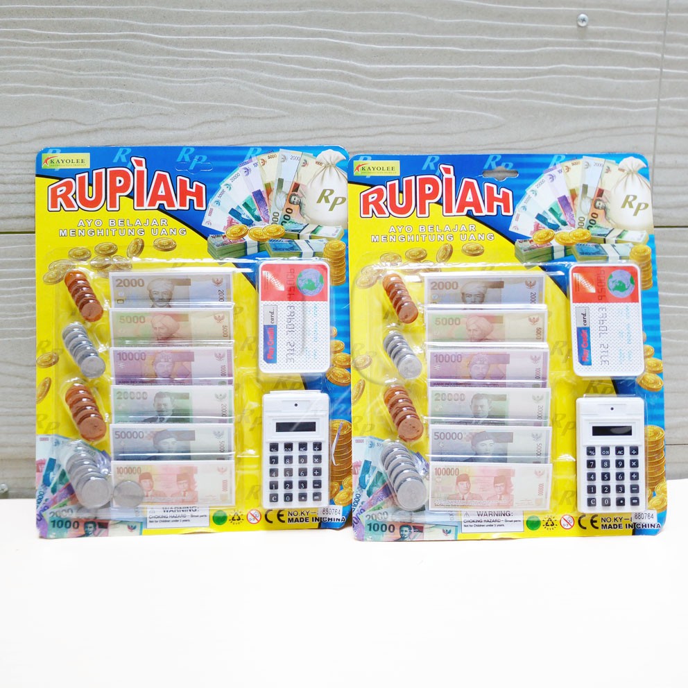 Rupiah &amp; Kalkulator Set Mainan Uang Kasir-kasiran