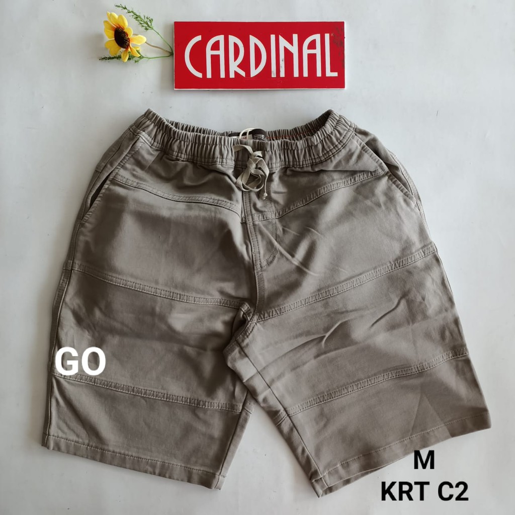 gof M-L CARDINAL CELANA PENDEK KARET KOLOR Katun Casual Soft Jeans Murah Bagus Santai Original