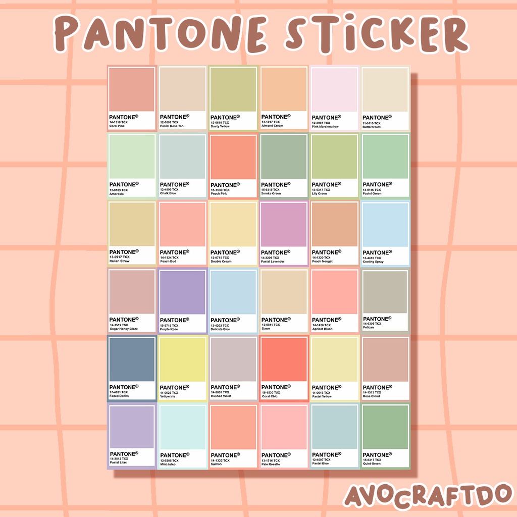 [ AVOCRAFTDO ] 36pcs Sticker Pantone Pastel Die Cut Cromo