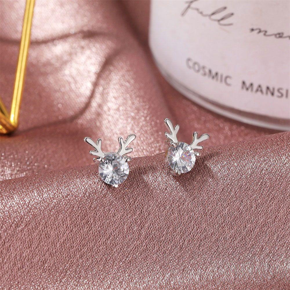 Lily 1pasang Tanduk Ear Studs Perhiasan Hadiah Natal Untuk Wanita Gadis Yilu Has You