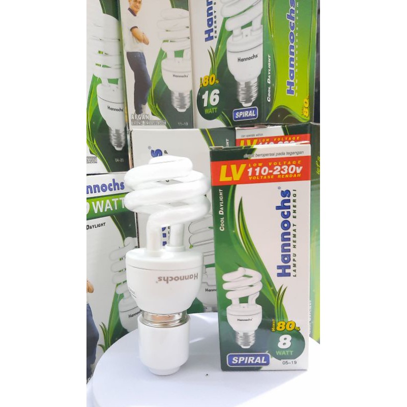 Lampu Hannochs spiral 8 watt,12 watt,6 watt,20 watt,24 watt,26 watt,36 watt,45 watt,62 watt