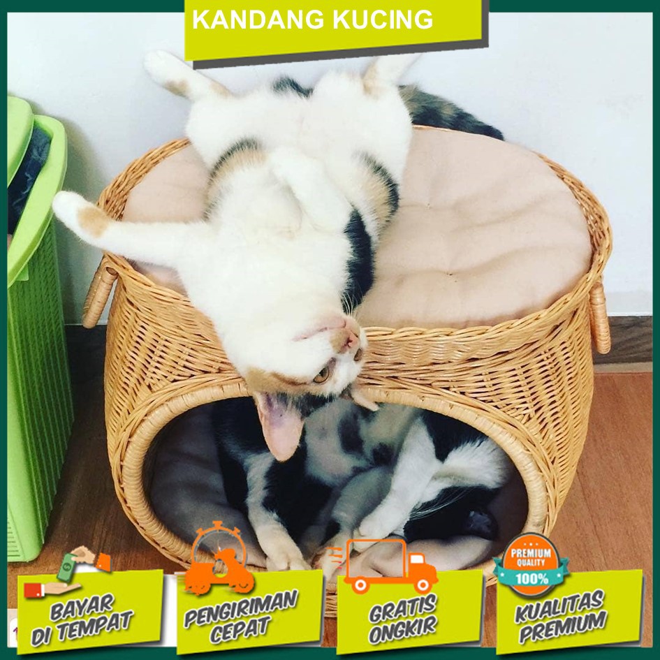 Kandang Tingkat Rumah Kucing Rotan Alami  Shopee Indonesia