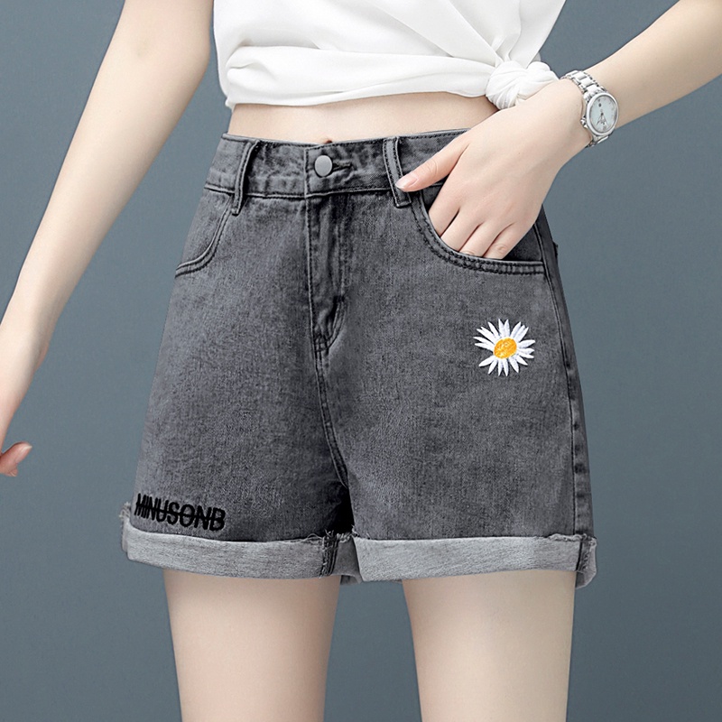 Celana jeans pendek wanita stretch pants hot pants jeans high waist jeans jumbo short pants celana korean style wanita ootd