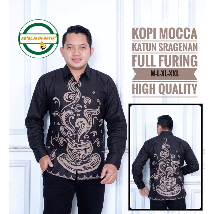 Kemeja Batik KOPI MOCA Full Furing Size Lengkap Katun Halus High Quality