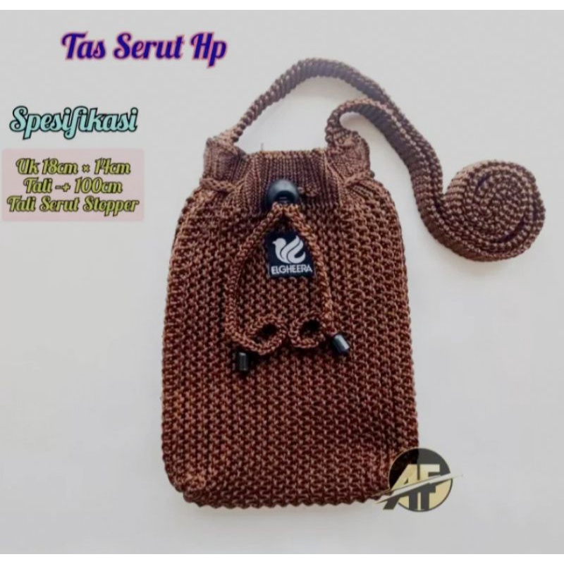 Tas Selempang Rajut - Tas Serut Rajut HP - Tas Rajut HP