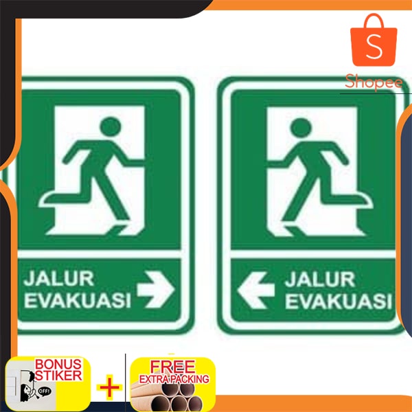 Promo Custom. Sign Rambu K3 Akrilik Jalur Evakuasi Ukuran 20 x 30 cm Elegan