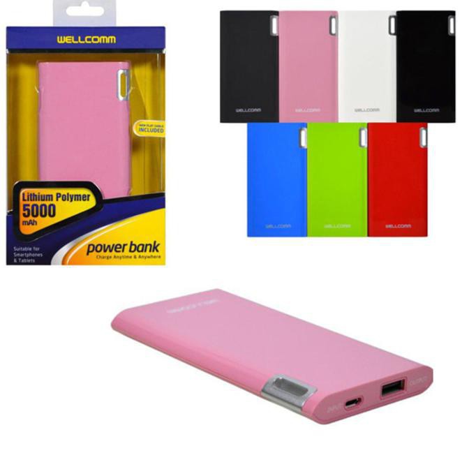 POWER BANK WELLCOMM AJ50 5000MAH REAL CAPACITY 5000MAH TERKINI