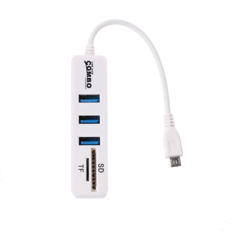 Vivi Hub Splitter 3 Port Usb 2.0 Combo Micro Usb Otg Sd / Tf Card Reader