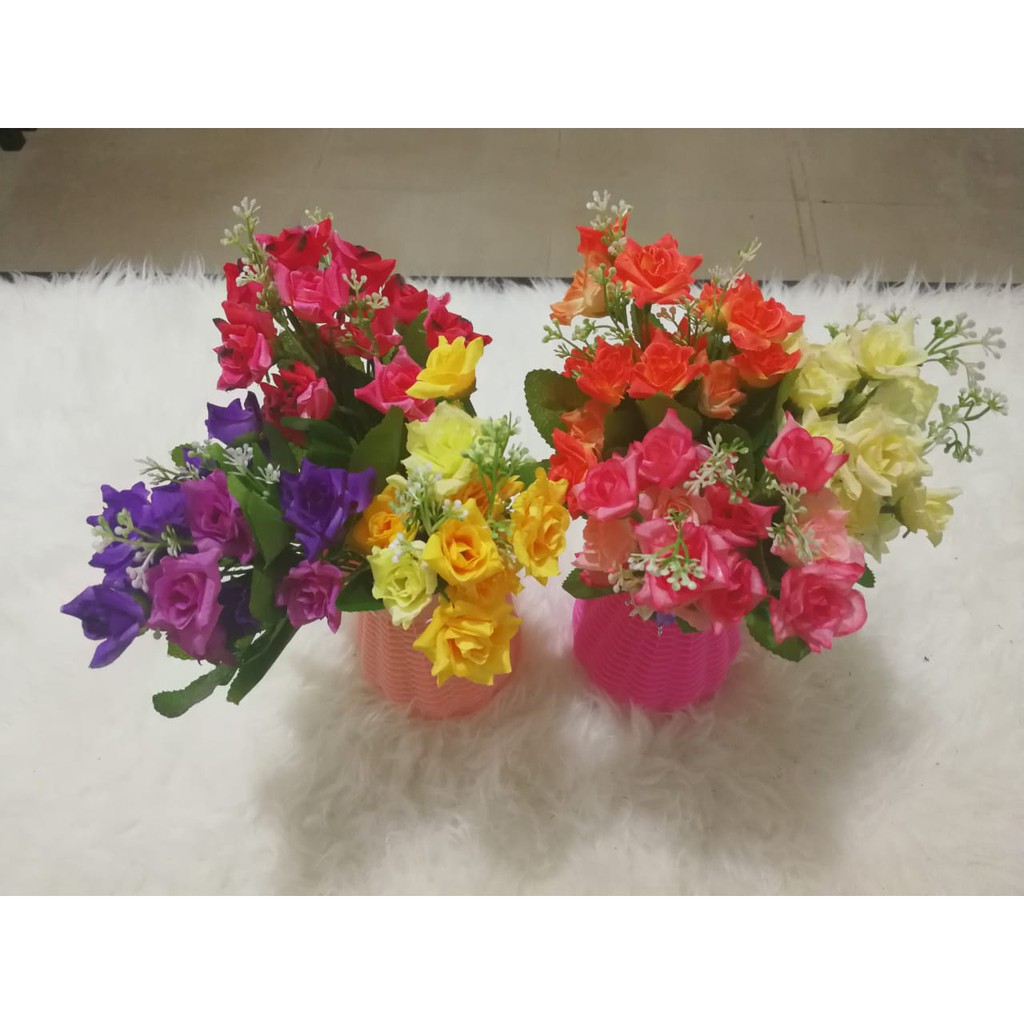 COD BUNGA MAWAR KOREA  BUNGA TANGKAI PLASTIK BUNGA ARTIFISIAL BUNGA PAJANGAN BUNGA HIASAN BT9010-6