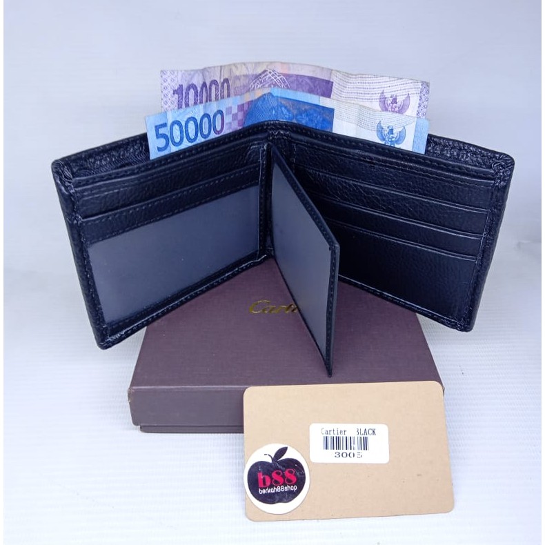 DOMPET KULIT ASLI IMPORT PRIA CARTIR BLACK BRANDED