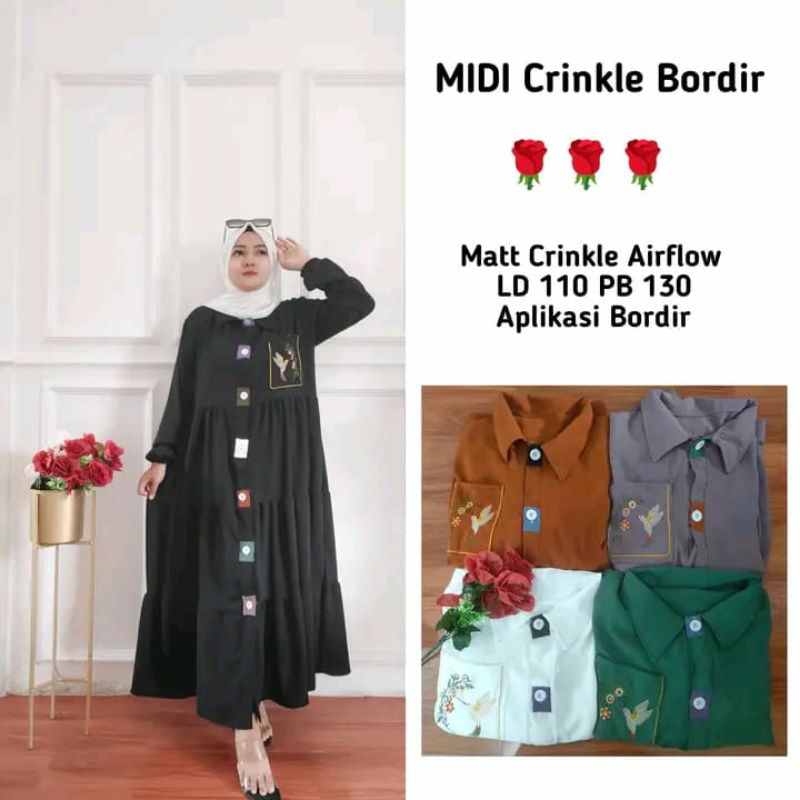 Midi Maya Crinkle Bordir Airflow