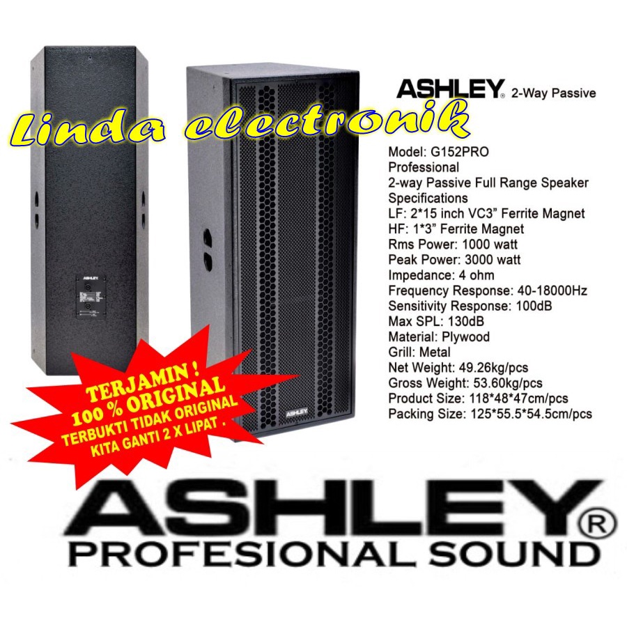 speaker pasif ashley g152pro g 152pro g152 pro 15 inch garansi resmi