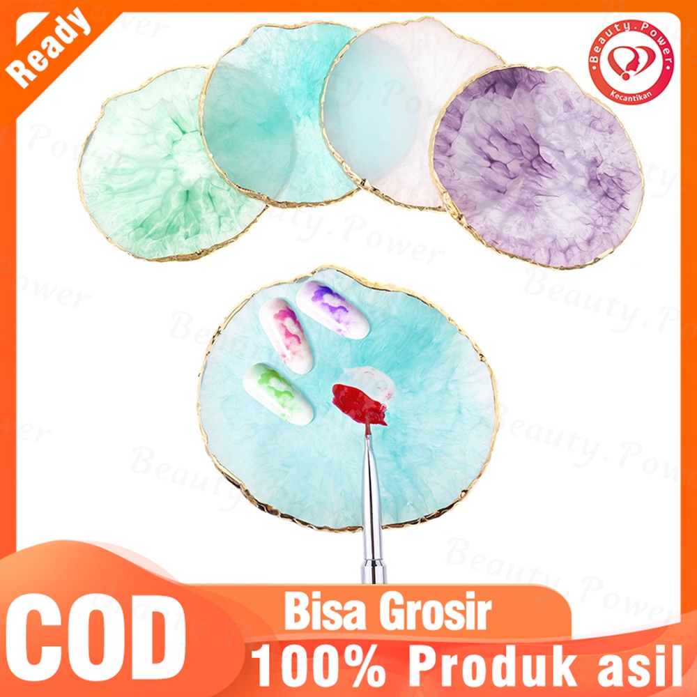 Palet Display Bentuk Bulat Bahan Resin Nail Color Palette Akrilik untuk Latihan Nail Art UV Gel