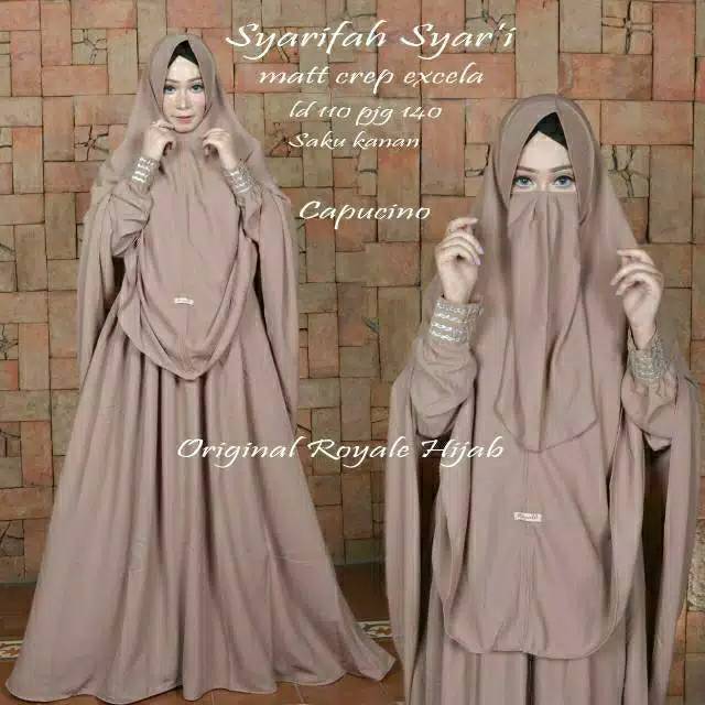 Syarifah syar'i original royeli hijab plus cadar/gamis polos bercadar/gamis syar'i/gamis murah