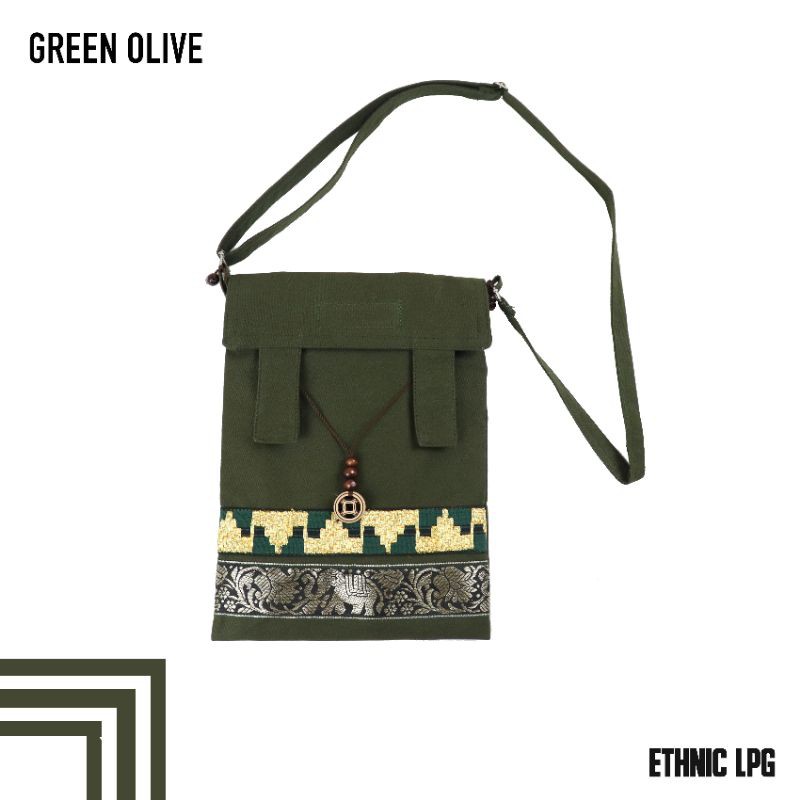 Tas Selempang Tapis | Green Olive Ethnic Lpg Tipe SB-GOST | Slingbag Etnik