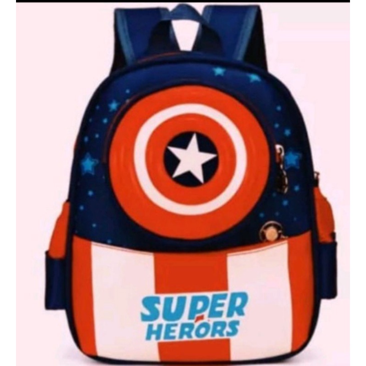 DAEYBAG-TAS RANSEL ANAK PAUD/TK/SD MOTIV PRINT SUPER HERO SAKU DEPAN BULAT