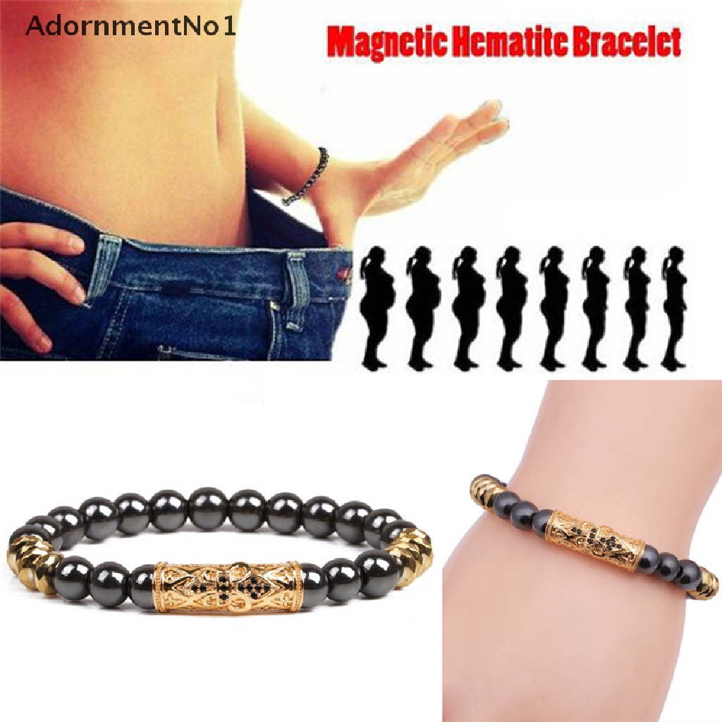 (AdornmentNo1) Gelang Tangan Batu Hematite Magnetik Untuk Terapi Kesehatan