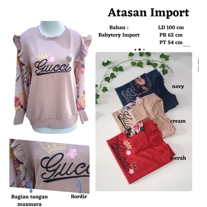 BAJU WANITA BABYTERRY IMPORT KAOS WANITA ATASAN WANITA TANGAN PANJANG