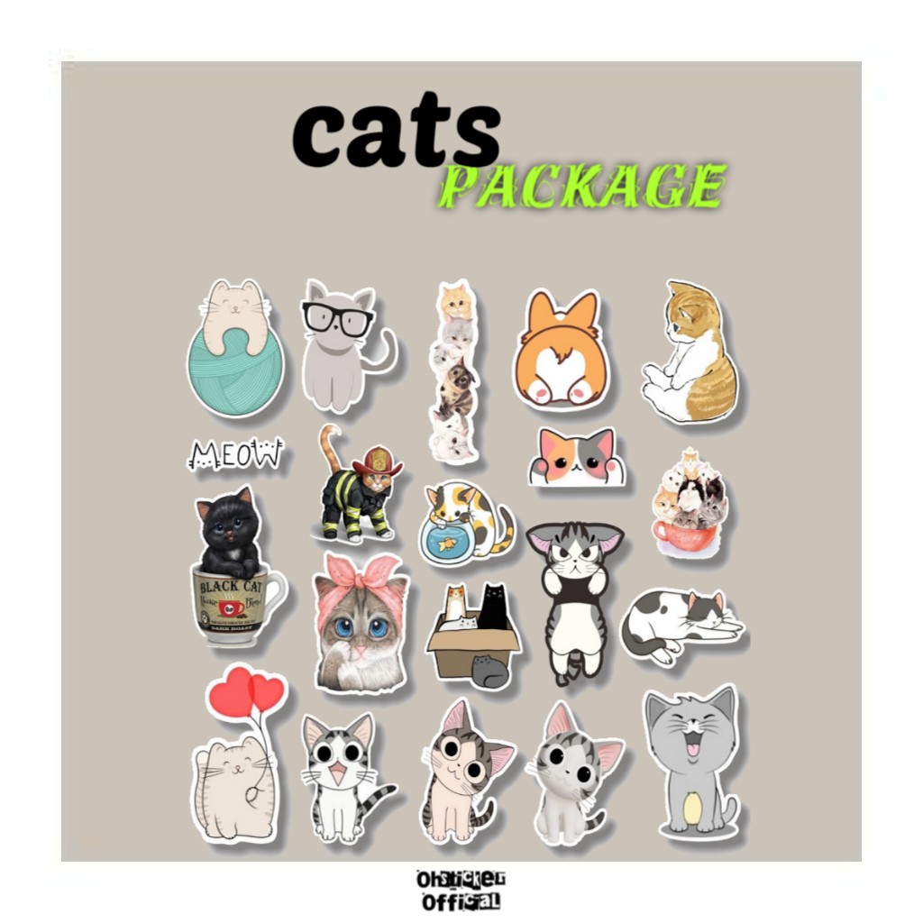 STICKER AESTHETIC CUTE CAT SERIES STIKER CASE HANDPHONE LAPTOP STIKER DECAL BUJO DECO SCRAPBOOK DIY