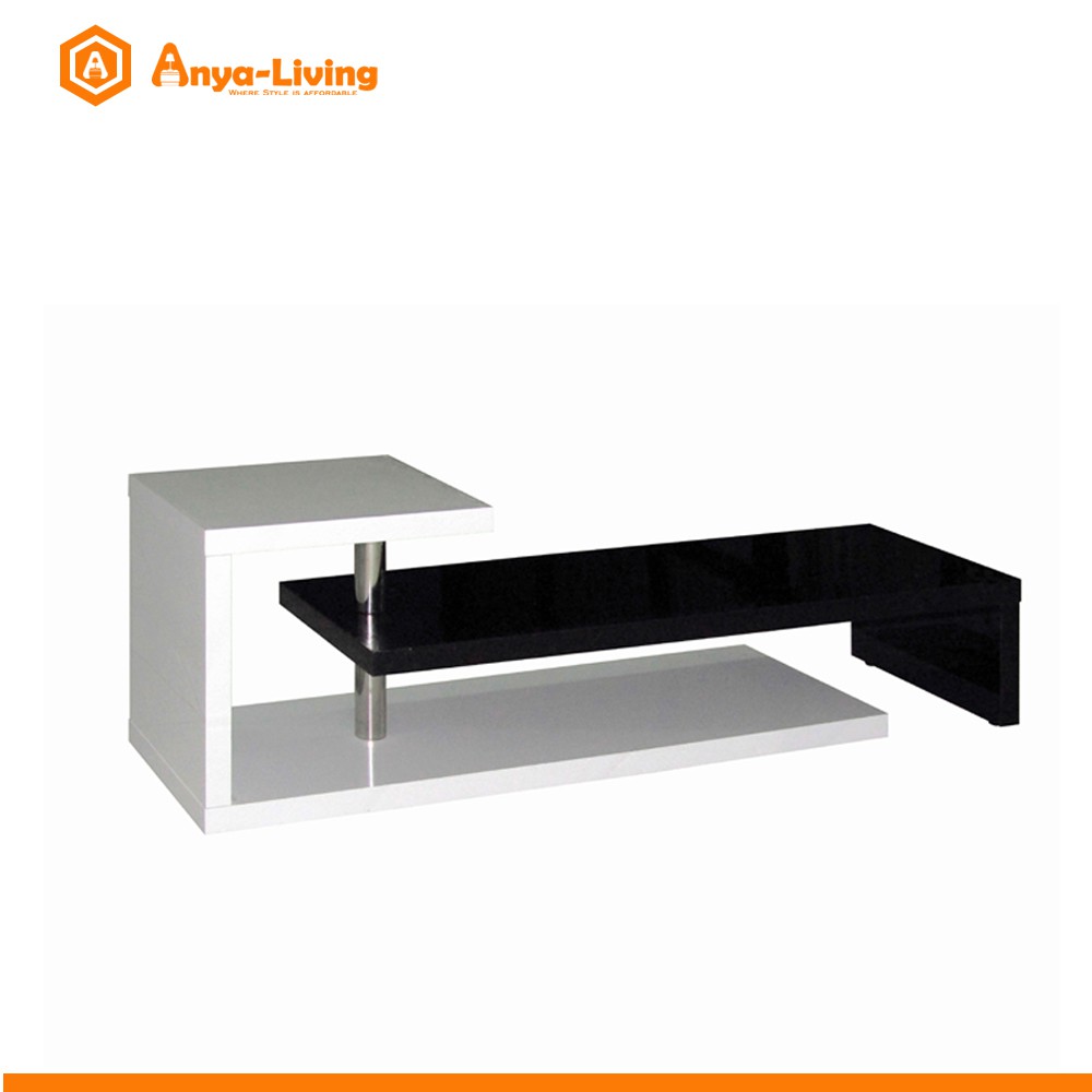 Anya-Living Scult TV Stand / Meja TV / Rak TV - Putih Glossy-Hitam