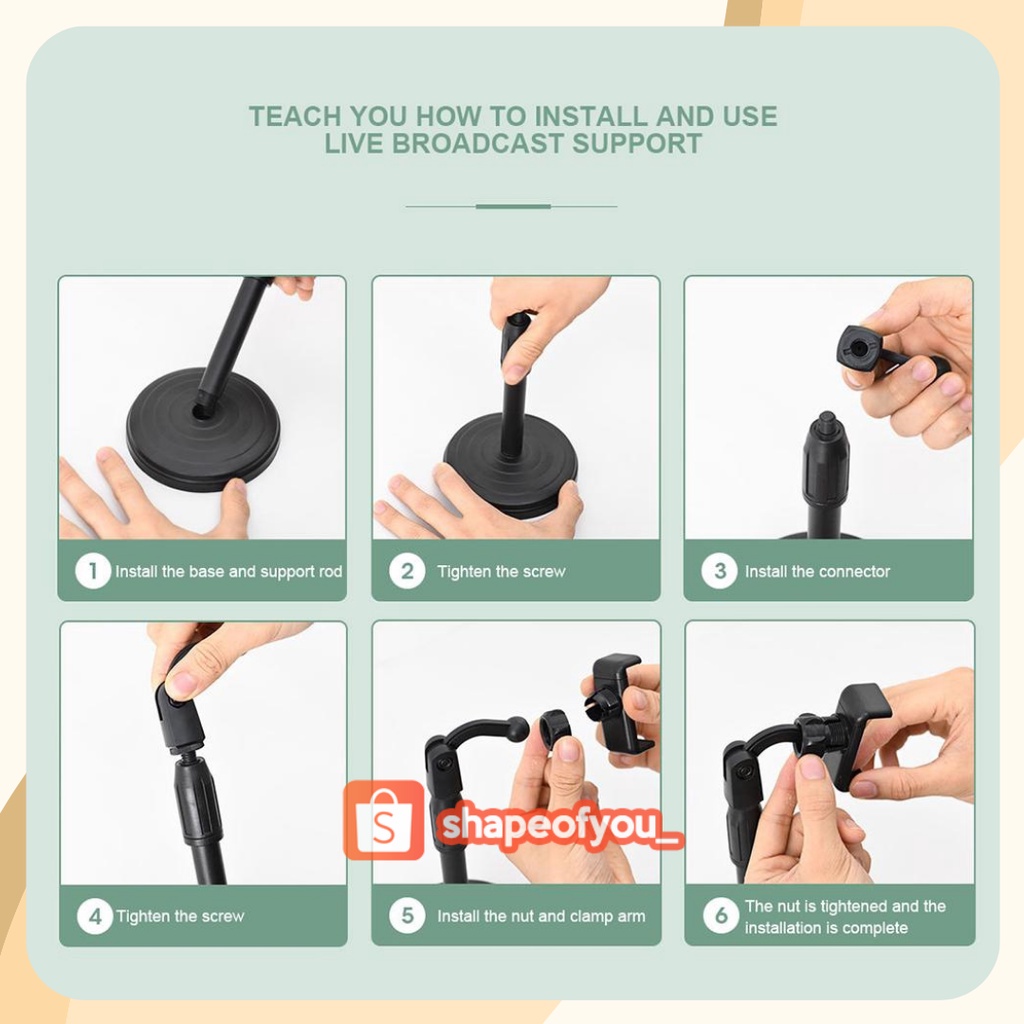 Phone Stand Holder Handphone Hape HP Standing Selfie Broadcasting Tempat HP di meja untuk Zoom Pegangan HP di Meja Putar Kuat Kokoh 360 Derajat