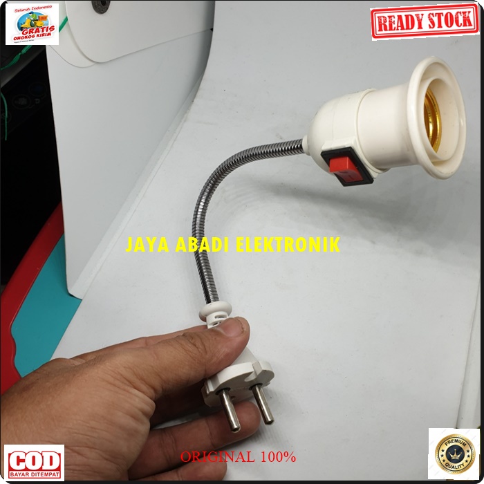 G453 SAKLAR COLOK SAMBUNGAN RUMAH LAMPU E27 EXTENSION SAKLAR FLEXSIBEL COLOKAN LISTRIK SETRUM PITING PEMANJANG SOCKET SOKET ULIR KEPITING STOP KONTAK LOYAL TERMINAL CABANG PENAMBAH KUNINGAN TEMBOK DINDING ON OFF COLOK LAMP FITING BOHLAM LED