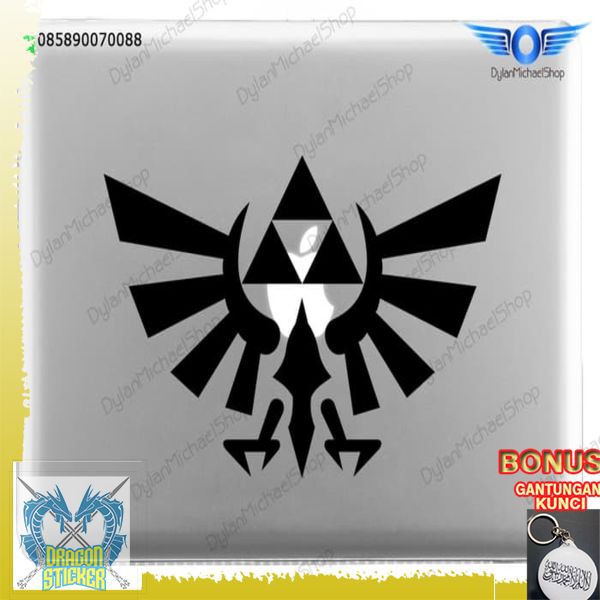 TERMURAH Garskin laptop Stiker Legend of Zelda Tri Force Crest Sticker - Hitam Dragon Sticker