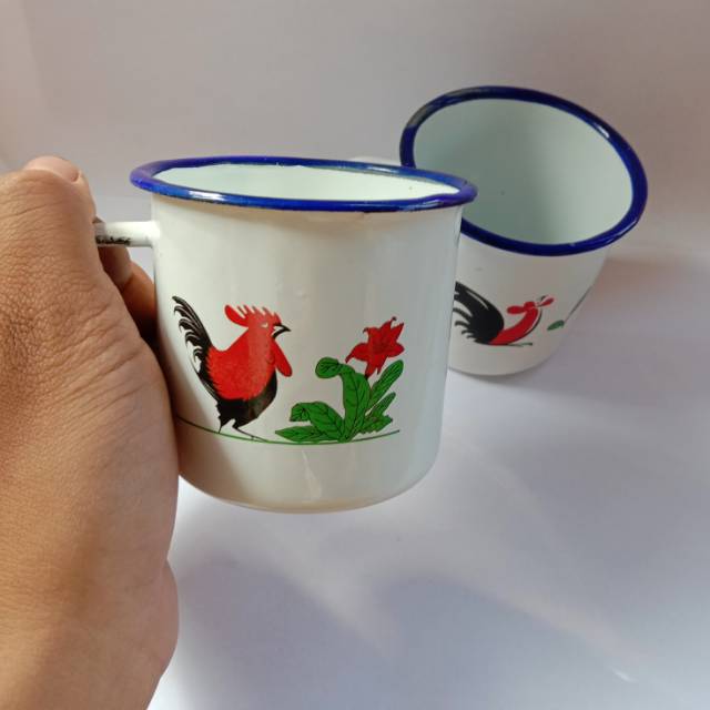 CANGKIR ENAMEL CUSTOM 7CM - CANGKIR KOPI - CANGKIR JADUL