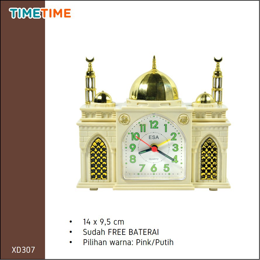 Jam Meja Weker Beker Masjid Best Seller Nuansa Muslim FREE BATERAI XD307