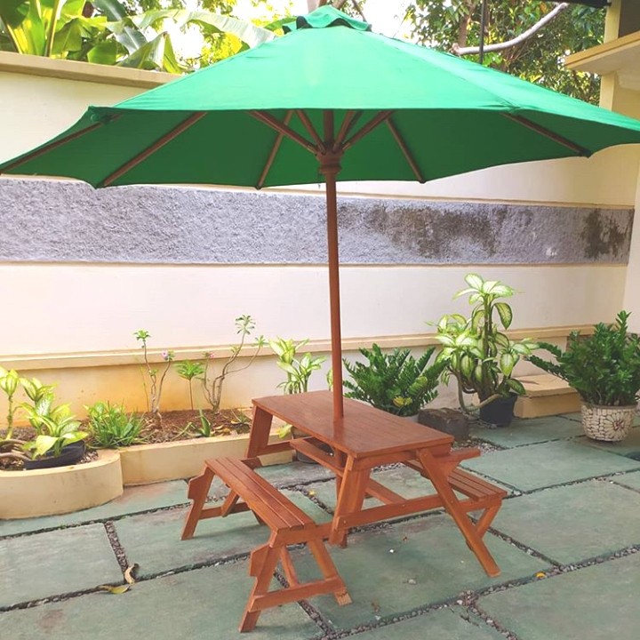 Meja Cafe Lipat Outdoor Kayu Jati