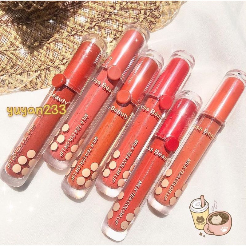 PROMO PER6PCS!!!LIP GLOSS MILK TEA KISS BEAUTY 70075/70082