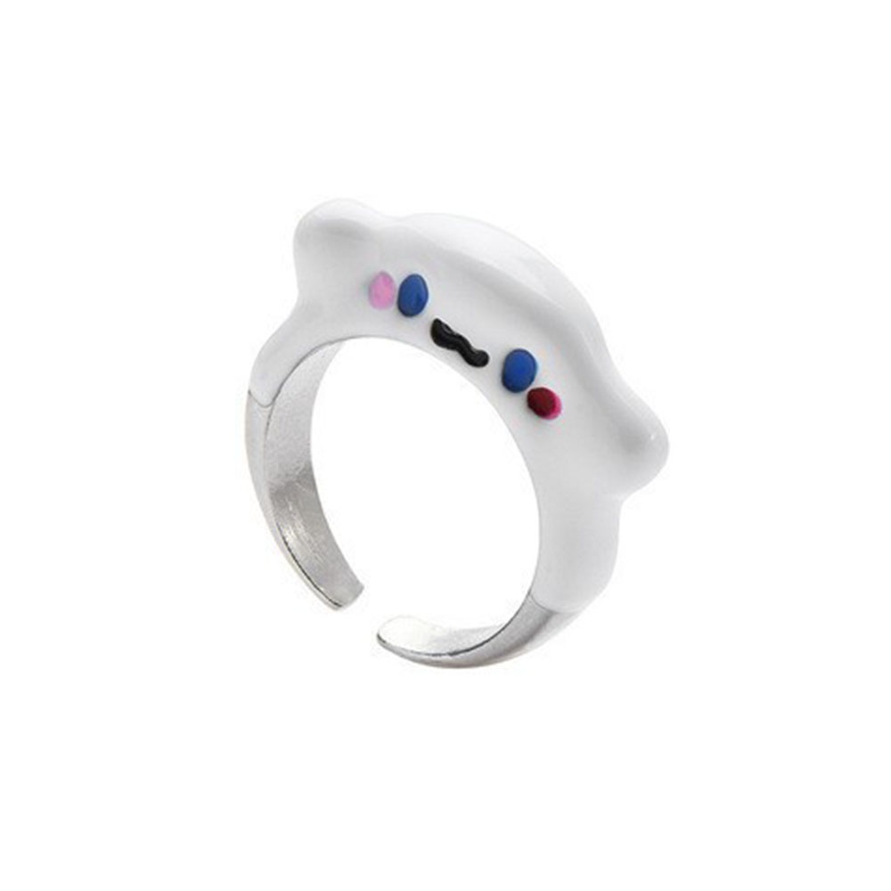 1pc Cincin Model Terbuka Desain Telinga Kucinganjing Kartun Warna Putihpink Untuk Wanita