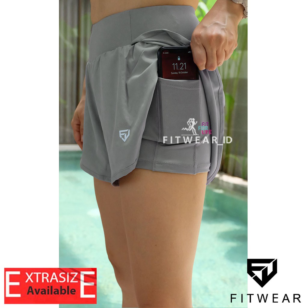 Fitwear - Celana Lari + Inner Wanita Olahraga LILIAN RUN - SILVER - M - XL