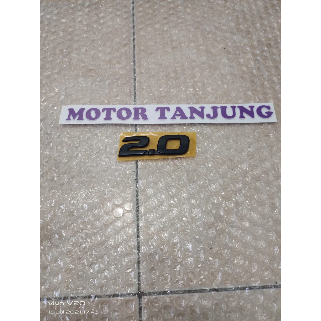 EMBLEM TIPE TULISAN 2.0 ORIGINAL HITAM DOOFF/ HITAM GLOSSY