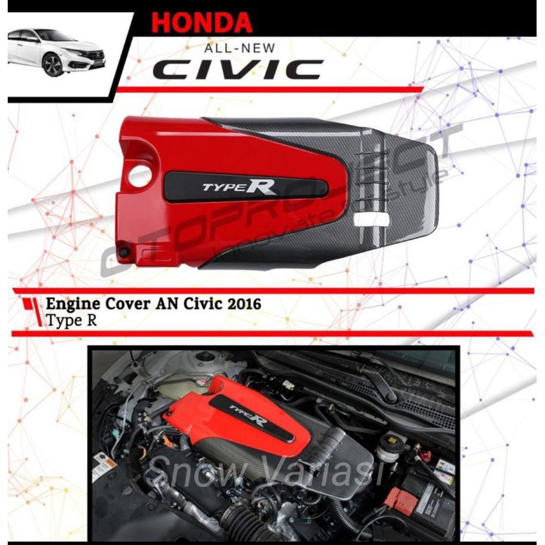 Engine Cover Tutup Mesin All New Civic Turbo 2016 2018 TYPE R