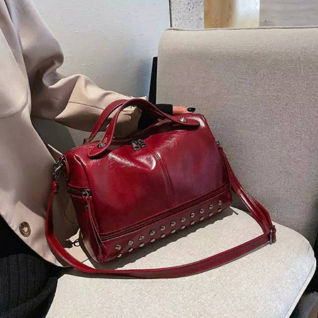 Tas Import Merah Hitam elegant