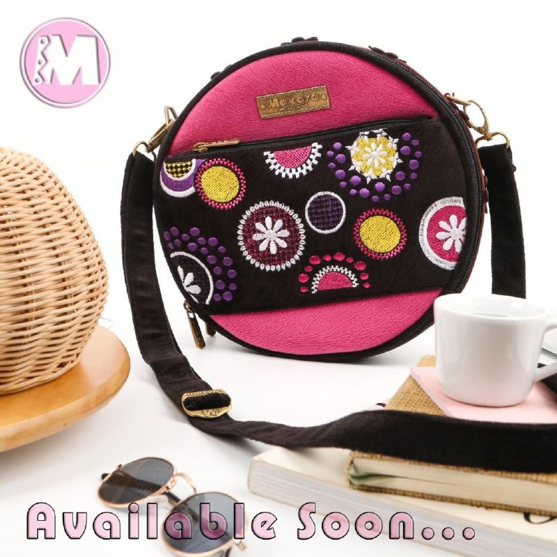 Makara Canteen CALYTA Tas Selempang Bundar Bulat Lucu Motif Bordir Lucu Unik Original Berkualitas