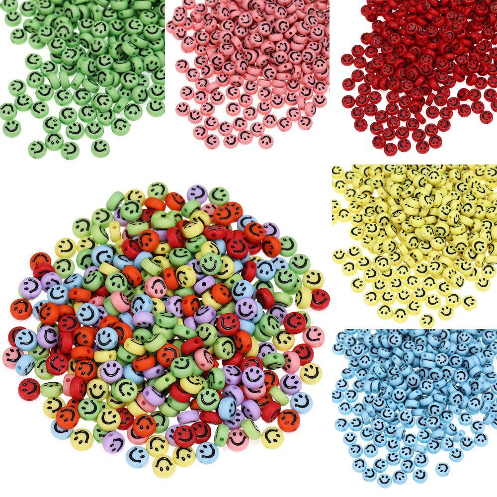 Solighter 100 Pcs Spacer Beads Baru Campur Handmade DIY Kalung Scrapbook Wajah Tersenyum Polymer Clay