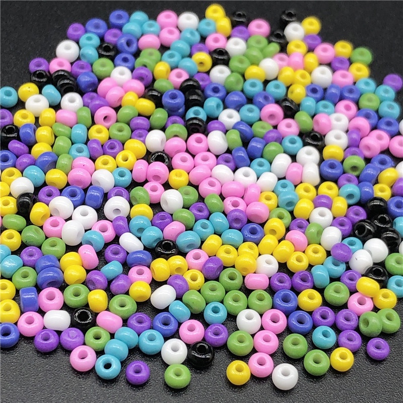 400pcs Manik-Manik Kaca Ukuran 3mm Warna Solid Untuk Perhiasan