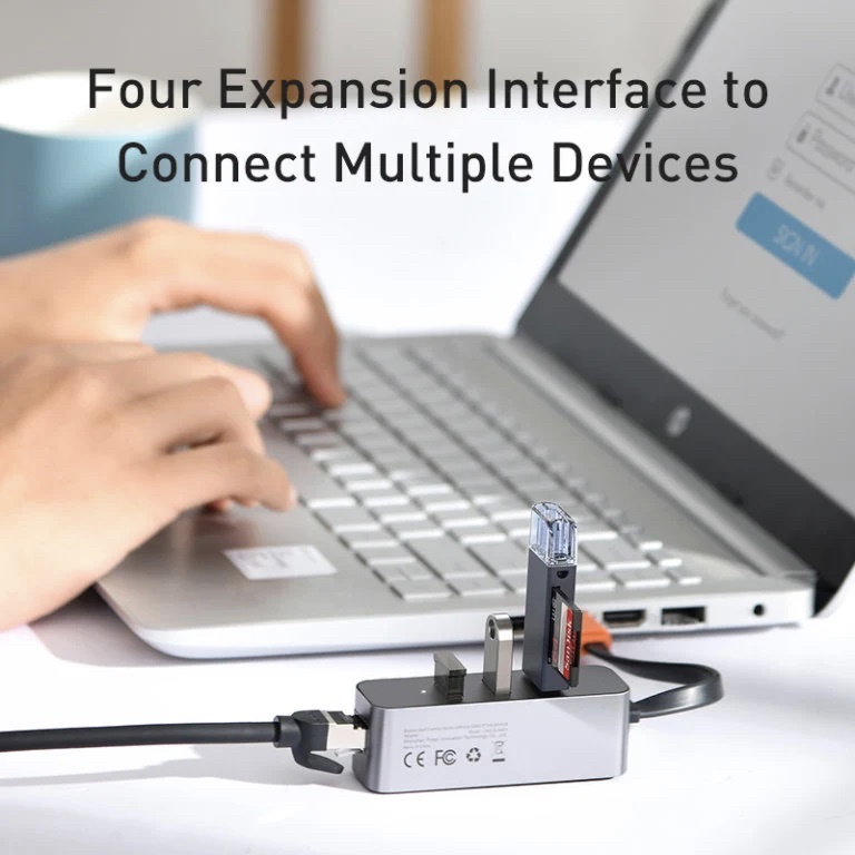 USB 4 in 1 HUB Adapter to 3 ports USB 3.0 and Ethernet RJ45 Steel Canon Series CAHUB-AH