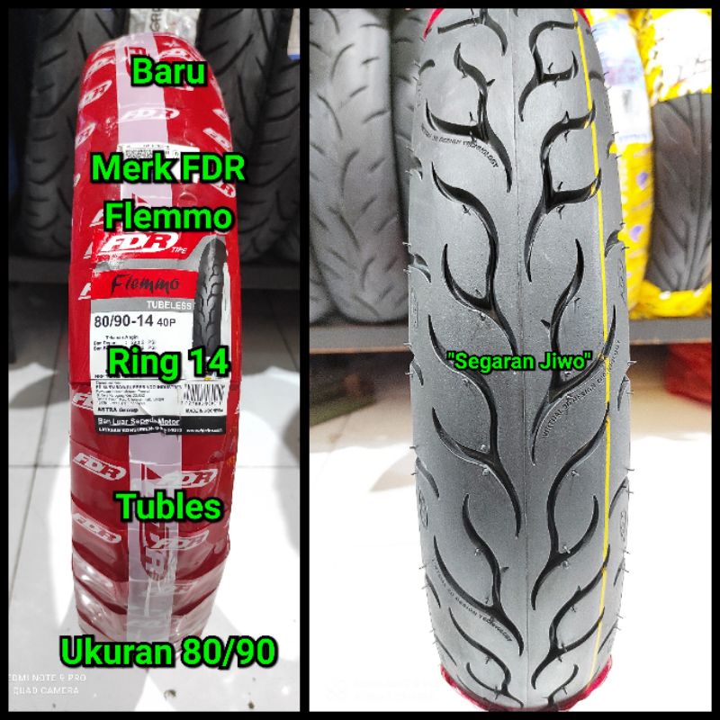 Ban tubles motor matic ring 14 ukuran 80/90 merk FDR flemmo ban depan honda beat vario 110 vario 125
