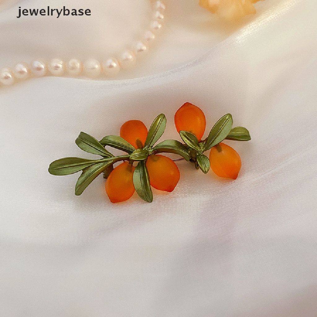 1pc Bros Bentuk Buah Jeruk Daun Gaya Retro Untuk Wanita